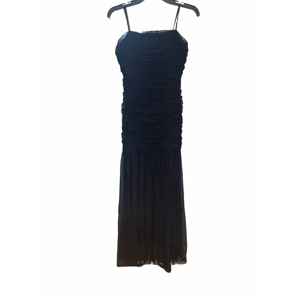 NEW AQUA women's long stretch mesh strapless evening gown in black